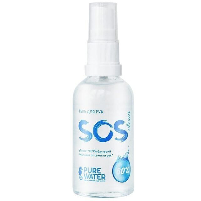 Pure Water Гель для рук SOS Clean 60% спирта 50 мл