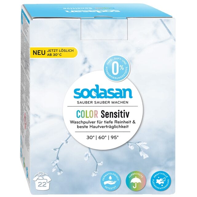 Sodasan Стиральный порошок-концентрат для стирки изделий из цветных тканей для чувствительной кожи Sensitiv 1010 г