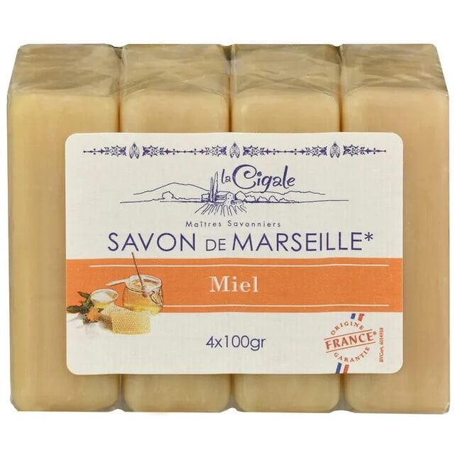 La Cigale Мыло марсельское Мед Savon de Marseille 4 шт по 100 г