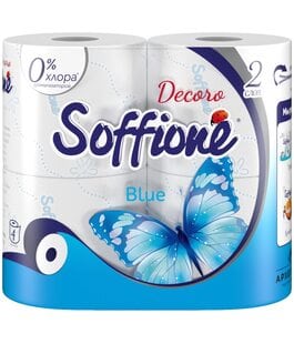 Туалетная бумага 2 слоя Decoro Blue Soffione