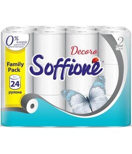 Туалетная бумага 2 слоя Decoro Family Pack Soffione