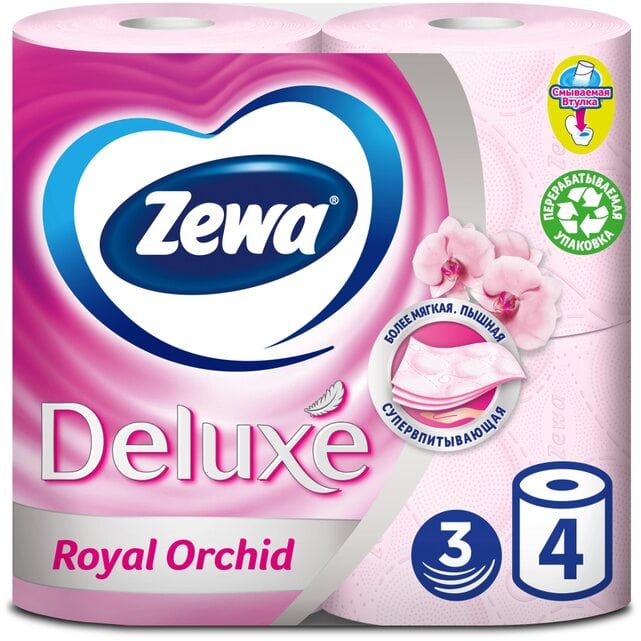 Zewa Deluxe Орхидея Туалетная бумага 3 слоя 4 штуки