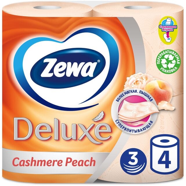 Zewa Deluxe Персик Туалетная бумага 3 слоя 4 штуки