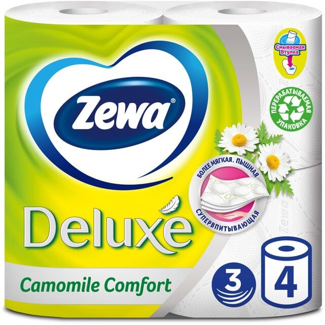 Zewa Deluxe Ромашка Туалетная бумага 3 слоя 4 штуки