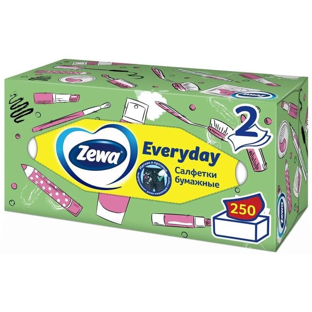 Zewa Everyday Салфетки бумажные косметические 2 слоя 250 штук