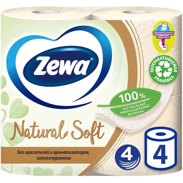 Zewa Natural Soft Туалетная бумага 4 слоя 4 штуки