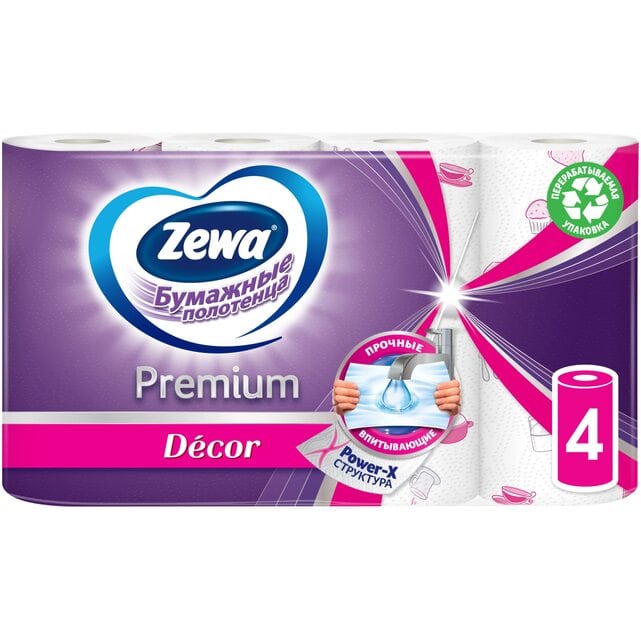 Zewa Premium Decor бумажные полотенца 2 слоя 4 штуки