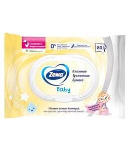 Туалетная бумага влажная Baby 80 листов Zewa