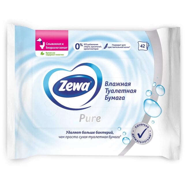 Zewa Pure Влажная туалетная бумага 42 листа без аромата