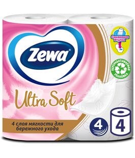 Туалетная бумага 4 слоя 4 шт Ultra Soft Zewa
