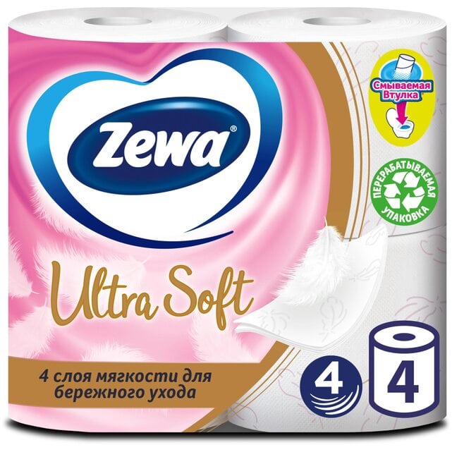 Zewa Ultra Soft Туалетная бумага 4 слоя 4 штуки